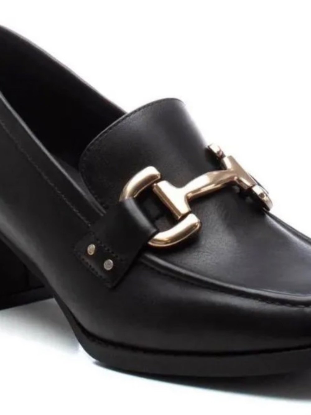 Carmela Black Leather Loafers